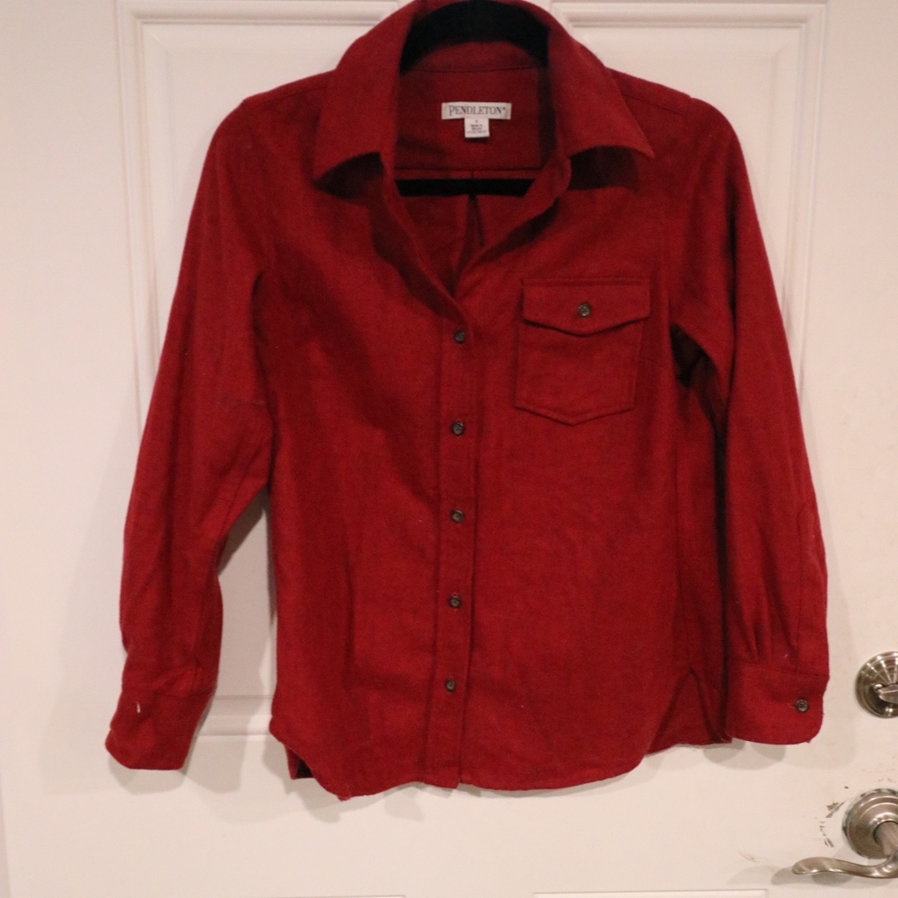 Pendleton 100% Wool Red Button Down - image 1